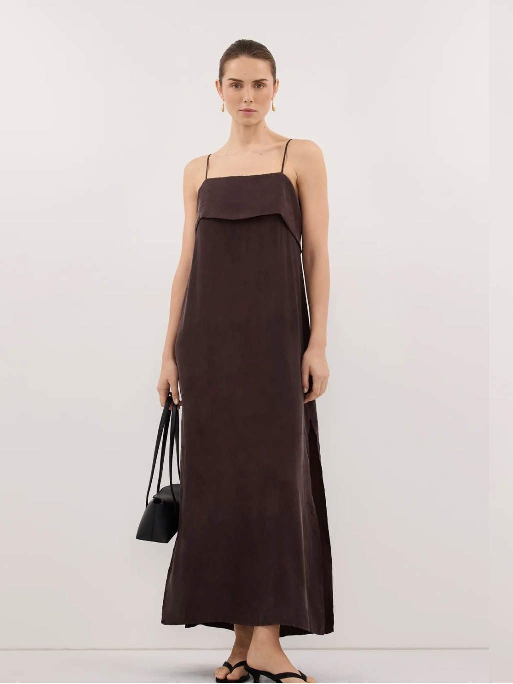 Dissh Nwt Ida Plum Choc Cupro Midi Dress